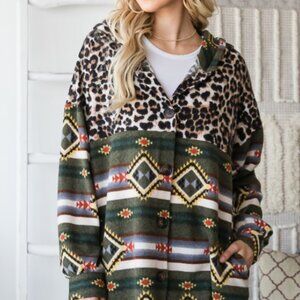 Heimish USA Leopard and Aztec Print Shacket